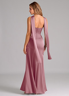 Azazie Shiloh Vestidos de damas de honor Vestido de Malva Vintage de Satén Elástico de Corte Sirena Convertible con Sin tirantes image7