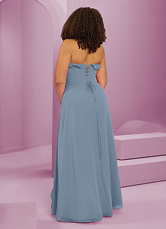 Barbie ♥ Azazie Jurken voor bruidsmeisjes Jurk van Chiffon met A-Lijn Sweetheart Halslijn Stoffig Blauw image13