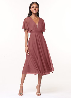 Azazie Tinsley Bridesmaid Dresses Amethyst A-Line Pleated Mesh Dress image1