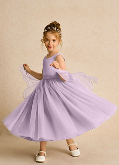Azazie Pear vestidos de niña de las flores Vestido de Lila Esmerilada de Tul de Princesa con Lazo image2