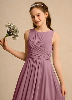 Azazie Ducky Girls Formal Flower Girl Dresses Vintage Mauve A-Line Pleated Chiffon Dress image3