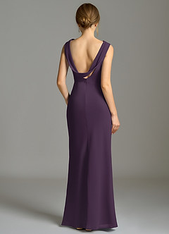 Azazie Kieryn Vestidos de damas de honor Vestido de Ciruela de Gasa de Corte Sirena con Plisado image2