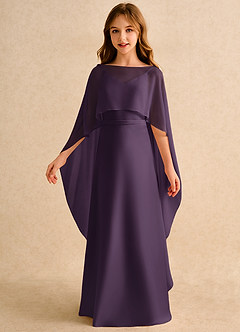 Azazie Fishie Girls Formal Flower Girl Dresses Plum A-Line Matte Satin Dress image5
