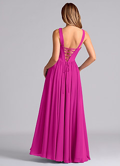 Azazie Delmie Final Sale Dusty Blue A-Line Corset Chiffon Dress image6