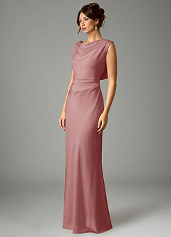 Azazie Kieryn Bridesmaid Dresses Dusty Rose Mermaid Pleated Stretch Satin Dress image5