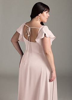 Azazie Bondi Bridesmaid Dresses Blushing Pink A-Line Bow Stretch Satin Dress image12