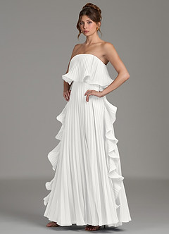 Azazie Alexia Bridesmaid Dresses White A-Line Ruched Chiffon Dress image3