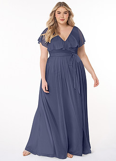 Azazie Jael Bridesmaid Dresses Stormy A-Line V-Neck Mesh Dress image7