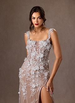 Azazie Alethea Wedding Dresses Diamond White Sand Mermaid Strapless Lace Dress image12
