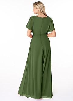 Azazie Aaliyah Modest Bridesmaid Dresses A-Line Scoop Pleated Chiffon Floor-Length Dress image2