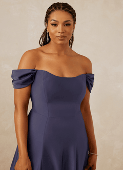 Christian Siriano Bridal for Azazie 1002 Bridesmaid Dresses Stormy A-Line Off the Shoulder Stretch Satin Convertible Dress image13