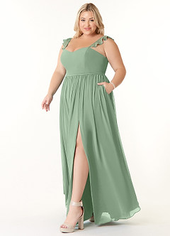 Azazie Metz Bridesmaid Dresses Matcha A-Line Sweetheart Ruched Chiffon Dress image9