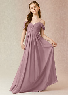 Azazie Kaitlynn Junior Dusty Rose A-Line Off the Shoulder Chiffon Dress image1