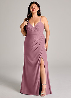 Azazie Maci Bridesmaid Dresses Vintage Mauve Sheath Pleated Chiffon Dress image8