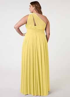 Azazie Charlize Abiti da Damigella Abito A-Line in Maglia Monospalla Canarino image7