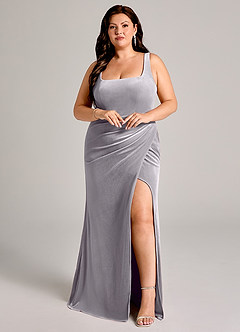 Azazie Mero Bridesmaid Dresses French Lilac Mermaid Pleated Velvet Dress image11