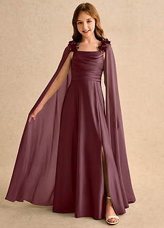 Azazie Rosita Girls Formal Flower Girl Klänningar Klänning A-Line i Stretch Satin Plisserad image3