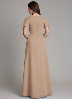 Azazie Kaya Robes de demoiselle d'honneur Robe Trapèze en Mousseline de soie Plissé Taupe image8