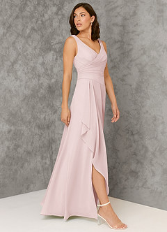 Azazie Kori Bridesmaid Dresses Blushing Pink A-Line Pleated Chiffon Dress image3