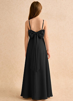 Azazie Jaella Girls Formal Flower Girl Dresses Black A-Line Pleated Chiffon Dress image1