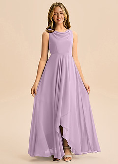 Azazie Mannie Junior Robe Trapèze en Mousseline de soie Plissée Glycine image3