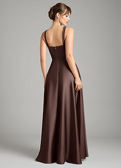 Azazie Shaude Bridesmaid Dresses Ganache A-Line Pleated Stretch Satin Dress image2