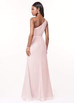 Azazie Liza Bridesmaid Dresses Blushing Pink Mermaid One Shoulder Chiffon Dress image4