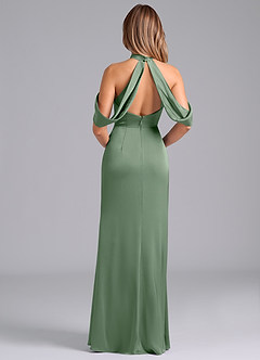 Azazie Bonny Final Sale Eucalyptus Mermaid Off the Shoulder Stretch Satin Dress image2