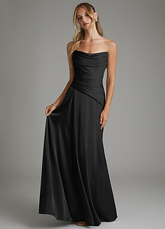 Azazie Gabriela Brautjungfernkleider A-Linie Korsett Stretch-Satin Kleid Schwarz image7