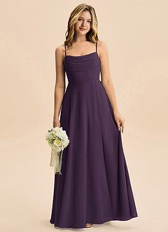 Azazie Bear Junior Plum A-Line Pleated Chiffon Dress image1