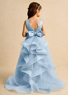 Azazie Lior Flower Girl Dresses Powder Blue Ball-Gown Pleated Tulle Dress image8