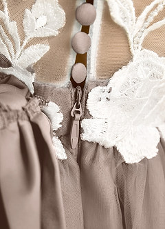 Azazie Sundae Flower Girl Dresses Taupe Ball-Gown Lace Dress image8