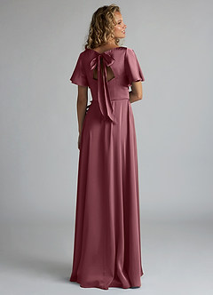 Azazie Kimber Bridesmaid Dresses Desert Rose A-Line Ruched Stretch Satin Dress image2