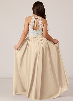 Azazie Fahari A-Line Lace Chiffon Floor-Length Junior Bridesmaid Dress image2