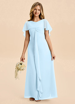 Azazie Selena Junior Sky Blue A-Line Ruched Chiffon Dress image6