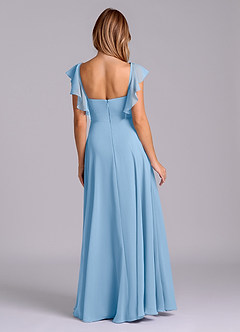 Azazie Leilani Bridesmaid Dresses Powder Blue A-Line Pleated Chiffon Dress image2