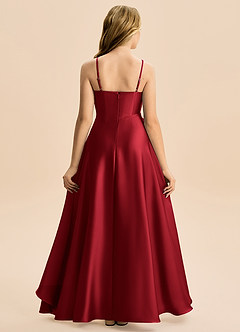 Azazie Eirlys Junior Scarlet A-Line Pleated Stretch Satin Dress image2