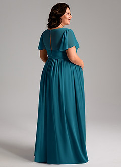 Azazie Verna Maternity Bridesmaid Dresses A-Line V-Neck Ruched Chiffon Floor-Length Dress image8