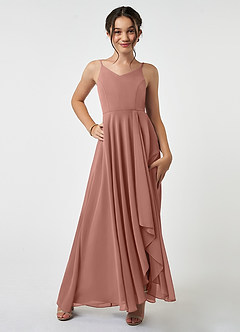 Azazie Collette Junior Cedar Rose A-Line Ruched Chiffon Dress image1