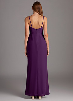 Azazie Tayla Bridesmaid Dresses Grape Sheath Square Neckline Chiffon Dress image4