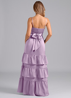 Azazie Nathalia Robes de demoiselle d'honneur Robe Trapèze en Satin extensible Plissée Frostiges Flieder image6