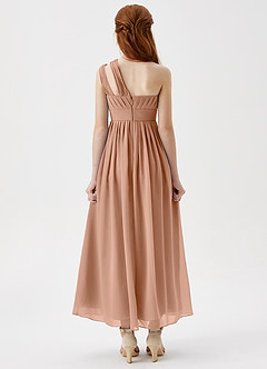 Azazie Anissa Junior Abito A-Line in Chiffon Plissettato Champagne Rosa image2