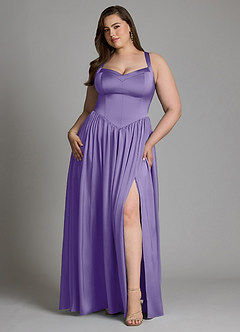 Azazie Francis Bridesmaid Dresses Tahiti A-Line Corset Stretch Satin Dress image9