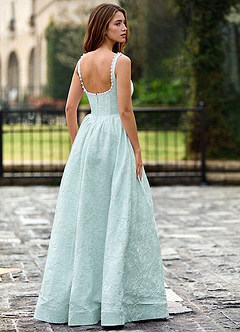 Thyme Menta Verde Vestido de fiesta con flores 3D de corte A image3