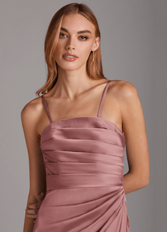 Azazie Lexie Final Sale Dusty Rose Sheath Strapless Stretch Satin Convertible Dress image2