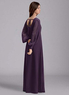 Azazie Bondi Junior Plum A-Line Blouson Chiffon Dress image6