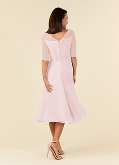 Azazie Naomi vestidos de madre de la novia Vestido de Rosa Rubor de Gasa de Corte En A con Cuello barco plisado image2