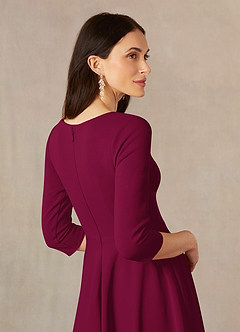 Azazie Nassif Mother of the Bride Dresses Burgundy A-Line Stretch Crepe Dress image5
