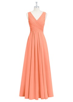 Azazie Flora Bridesmaid Dresses Sunset A-Line Pleated Chiffon Dress image7
