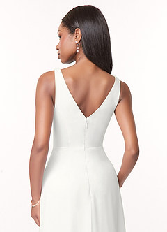 Azazie Nala Jurken voor bruidsmeisjes Jurk van Chiffon met A-Lijn Geplooid Wit image5